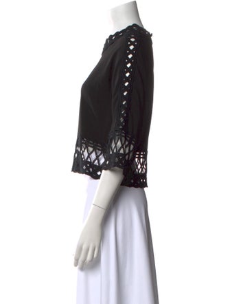 Jonathan Simkhai Bateau Neckline Three-Quarter Sleeve Crop Top