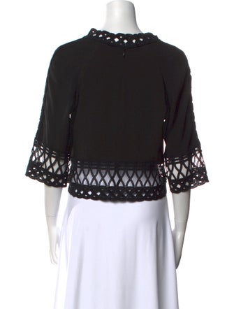 Jonathan Simkhai Bateau Neckline Three-Quarter Sleeve Crop Top