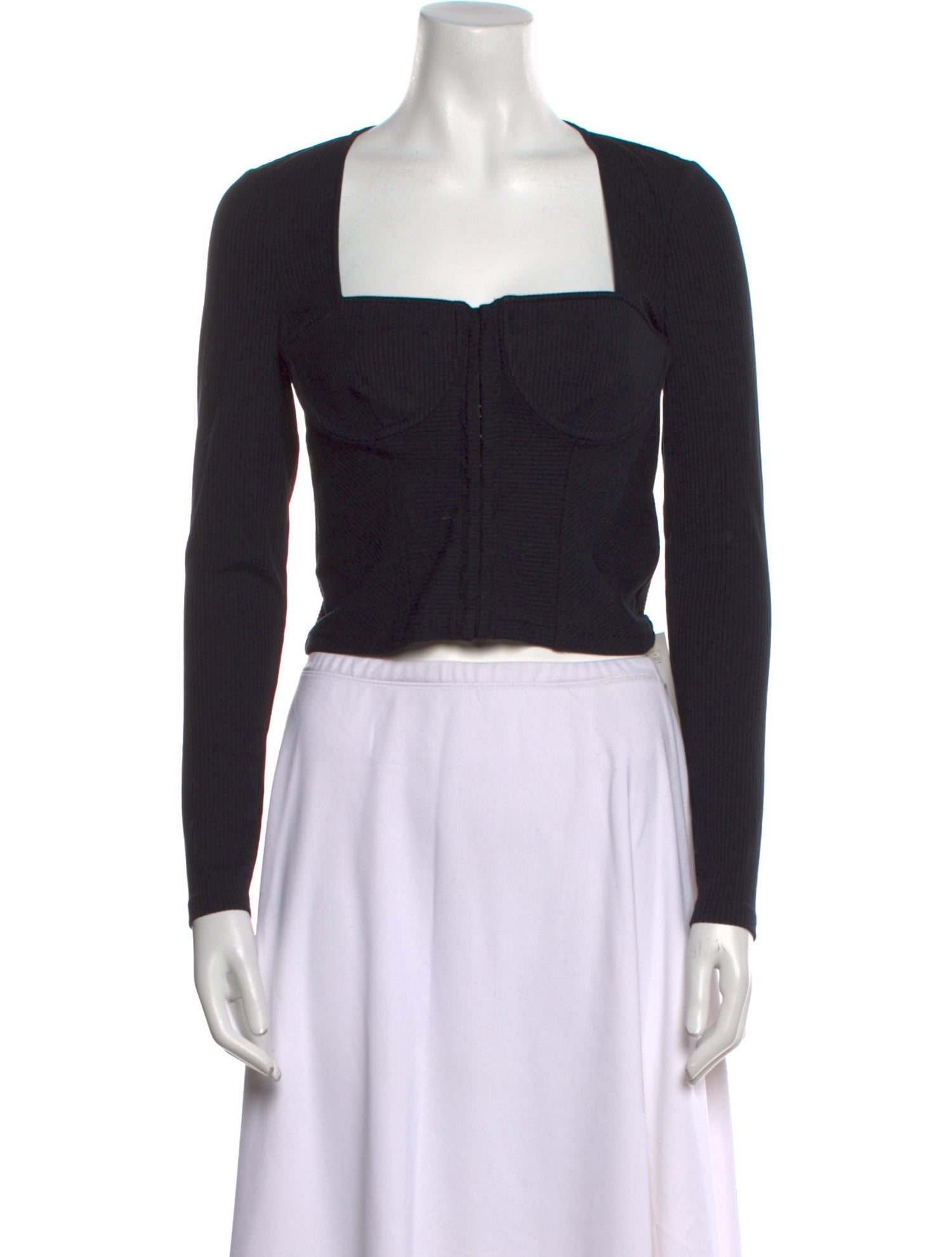 Jonathan Simkhai Square Neckline Long Sleeve Crop Top