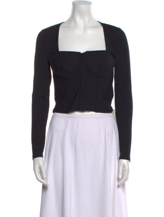 Jonathan Simkhai Square Neckline Long Sleeve Crop Top