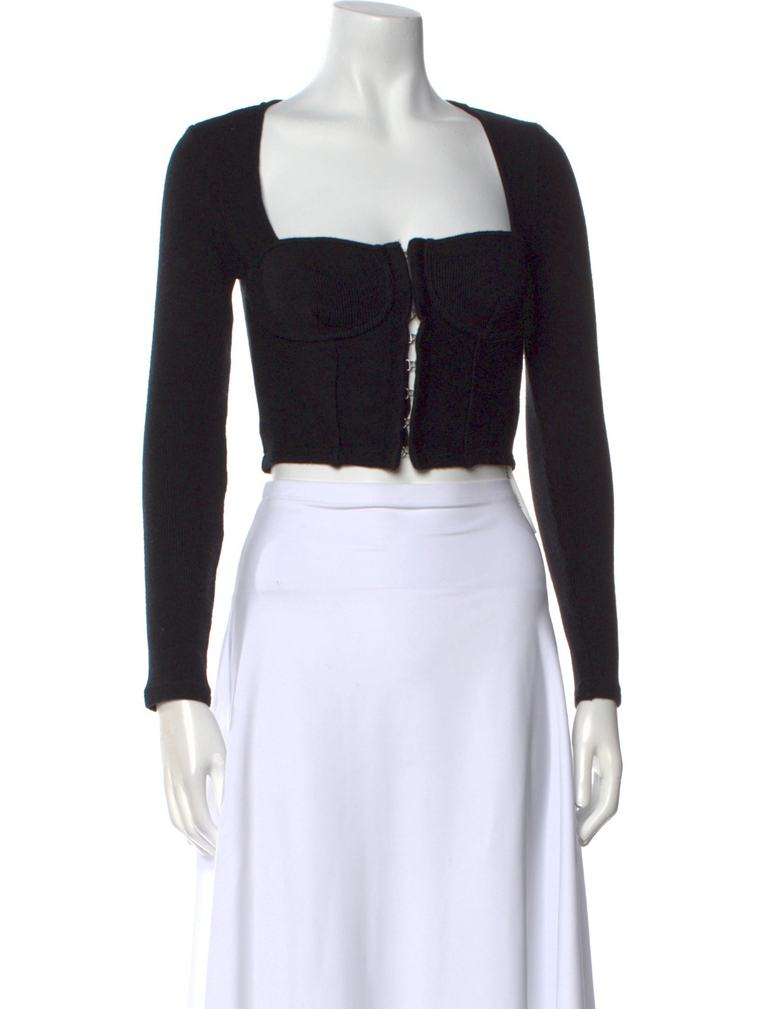 Jonathan Simkhai Square Neckline Long Sleeve Crop Top