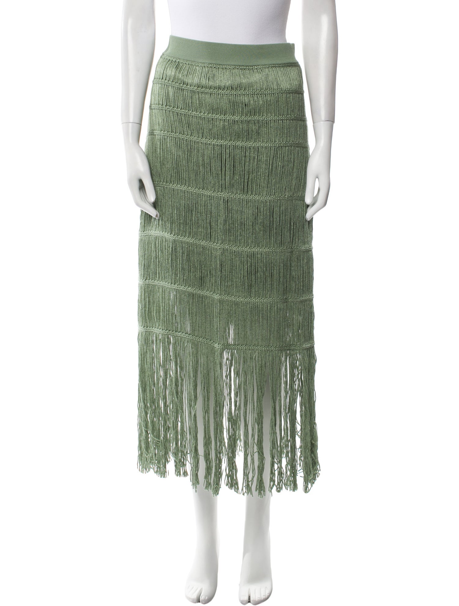 Jonathan Simkhai Fringe Trim Accent Midi Length Skirt