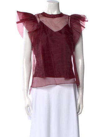 Jonathan Simkhai Bateau Neckline Short Sleeve Blouse