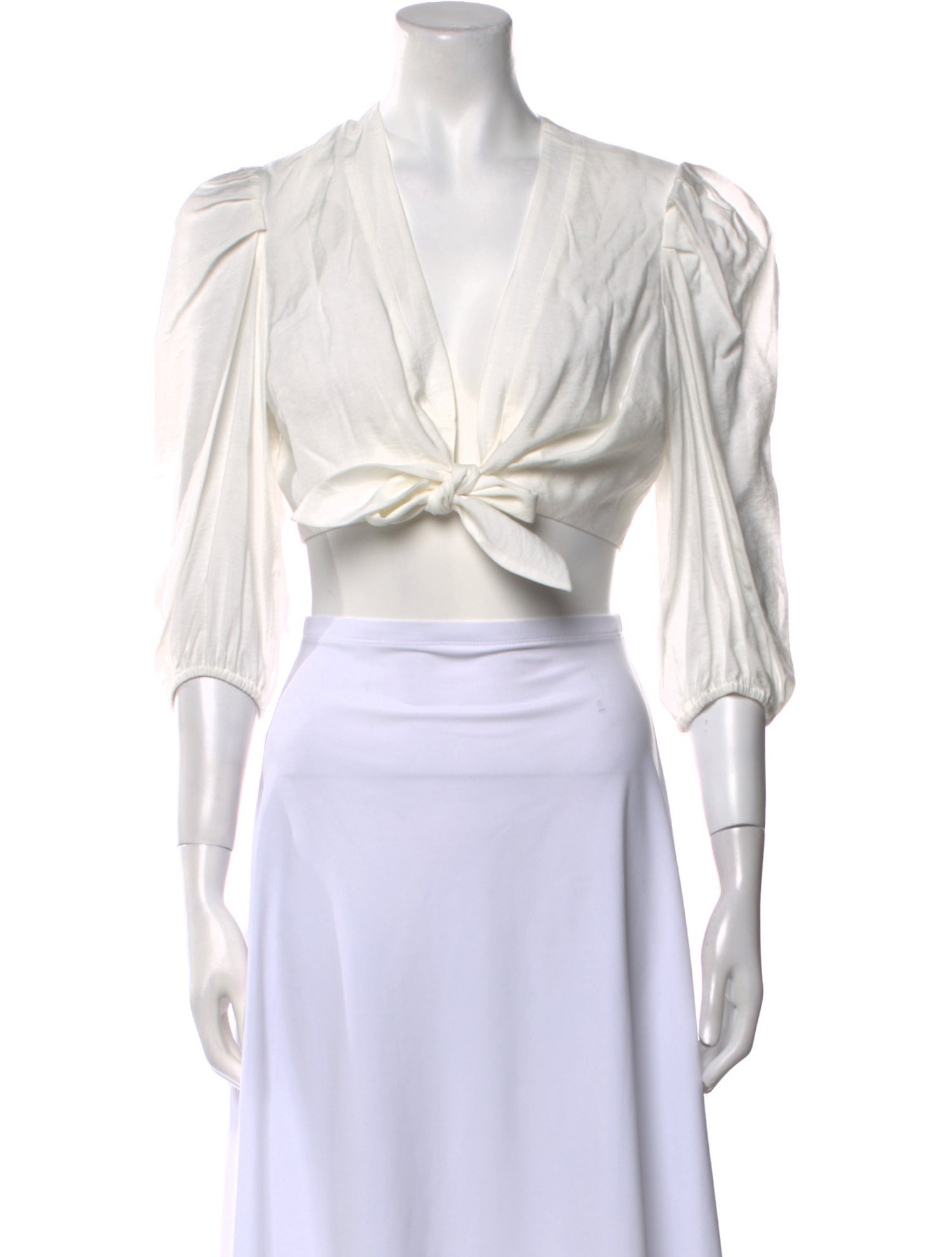 Jonathan Simkhai V-Neck Three-Quarter Sleeve Crop Top w/ Tags