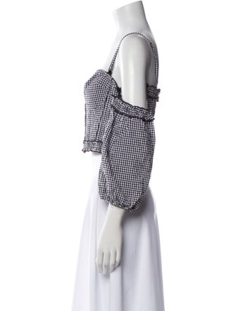 Jonathan Simkhai Plaid Print Square Neckline Crop Top