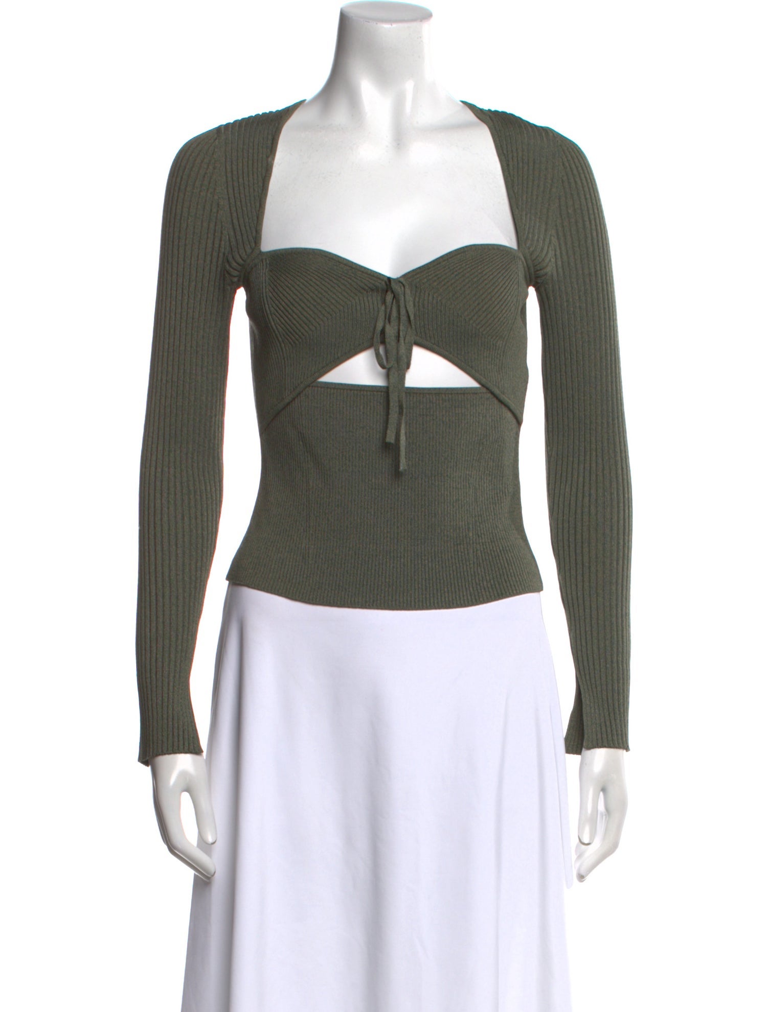 Jonathan Simkhai Square Neckline Long Sleeve Crop Top