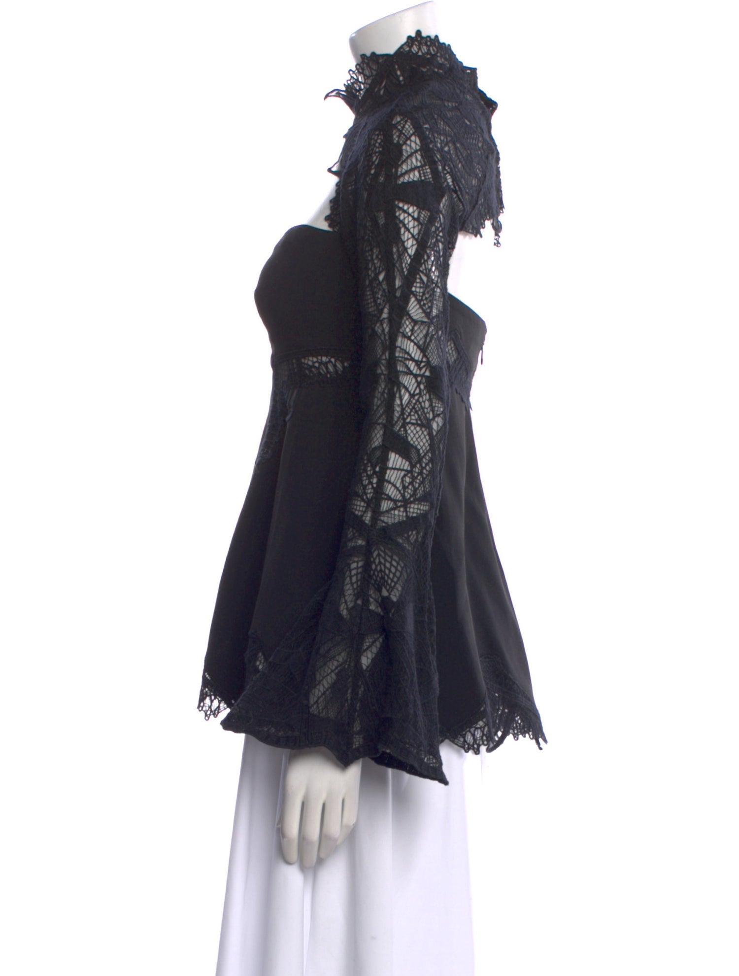 Jonathan Simkhai Lace Pattern Mock Neck Button-Up Top