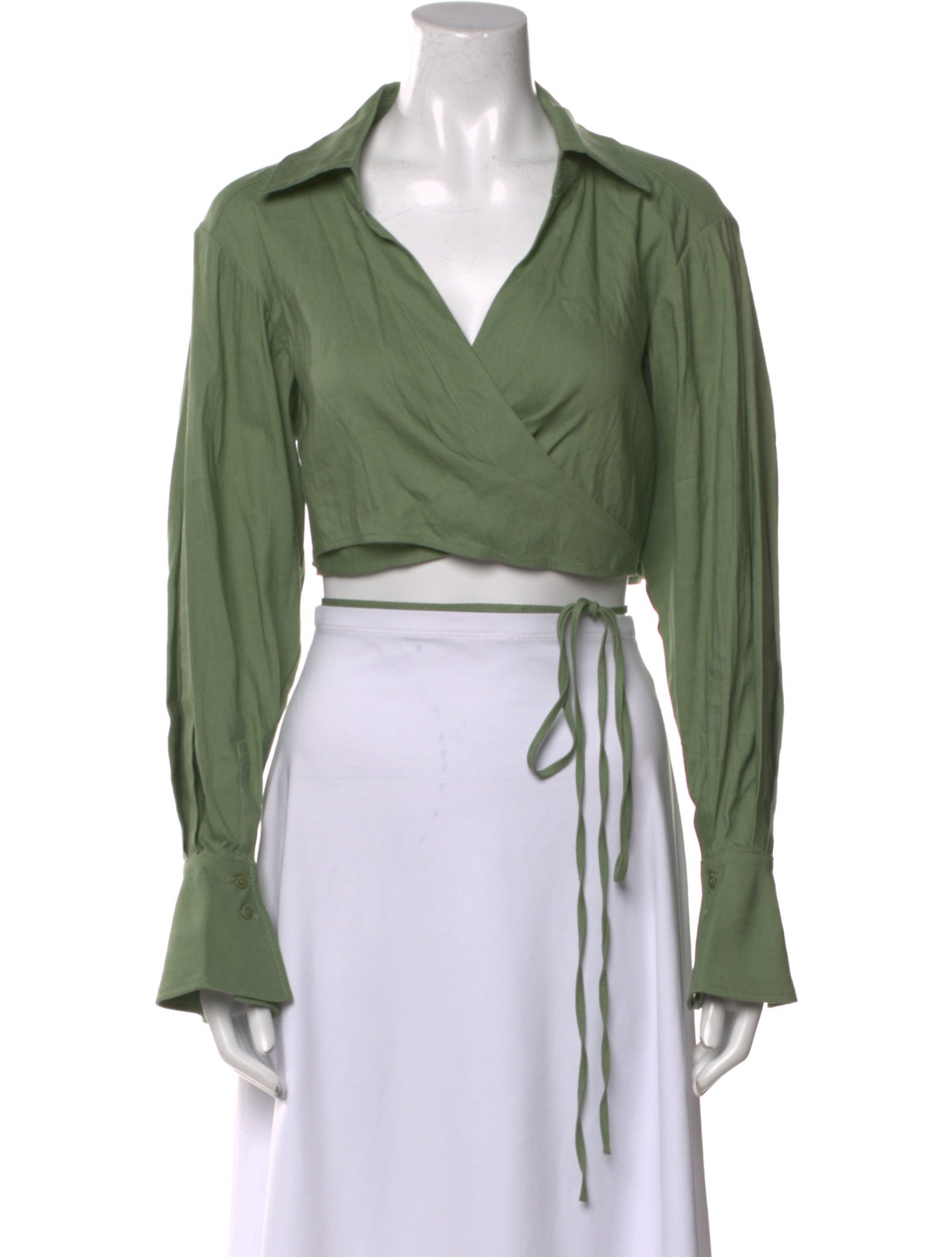 Jonathan Simkhai V-Neck Long Sleeve Crop Top