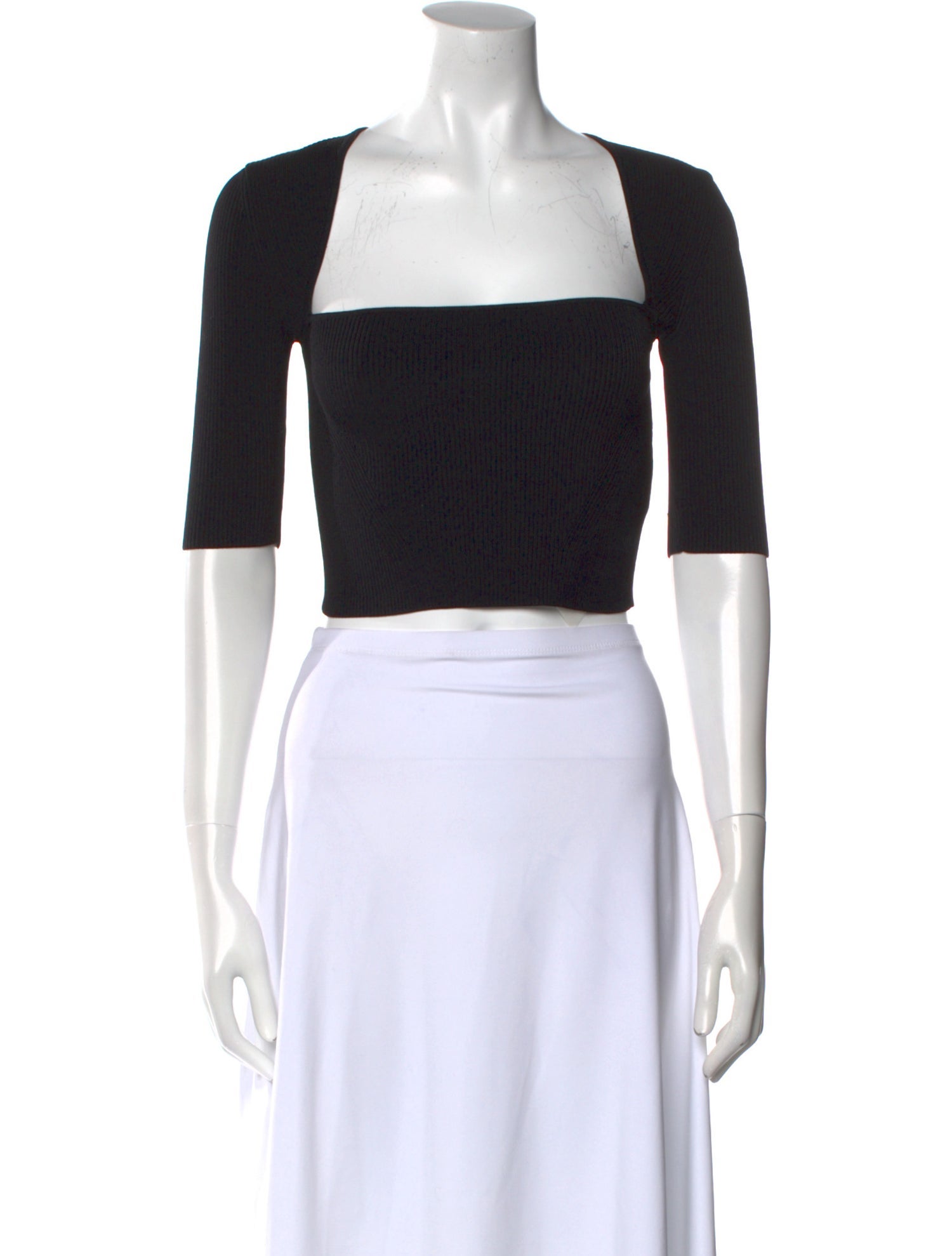 Jonathan Simkhai Square Neckline Short Sleeve Crop Top