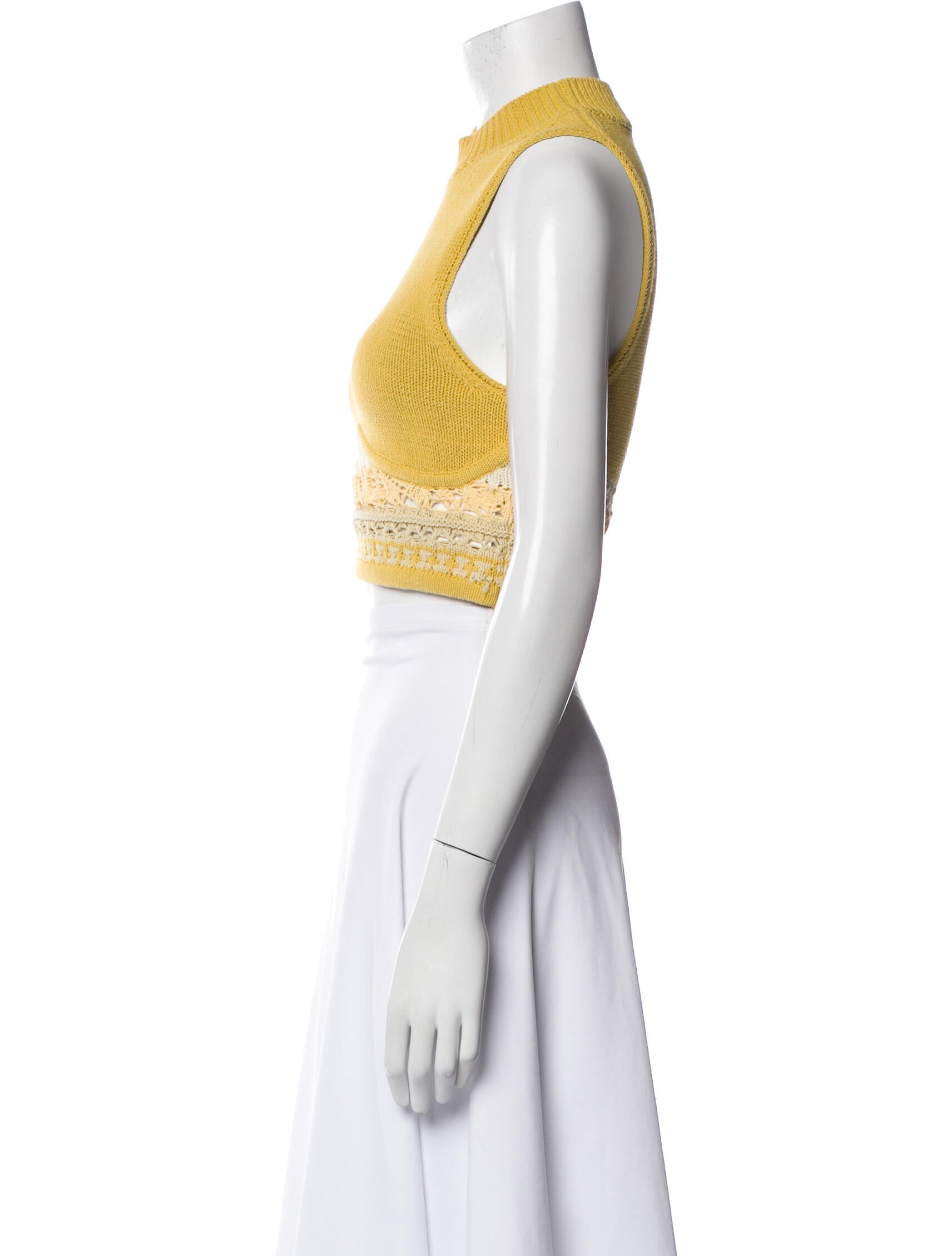 Jonathan Simkhai Tweed Pattern Mock Neck Crop Top