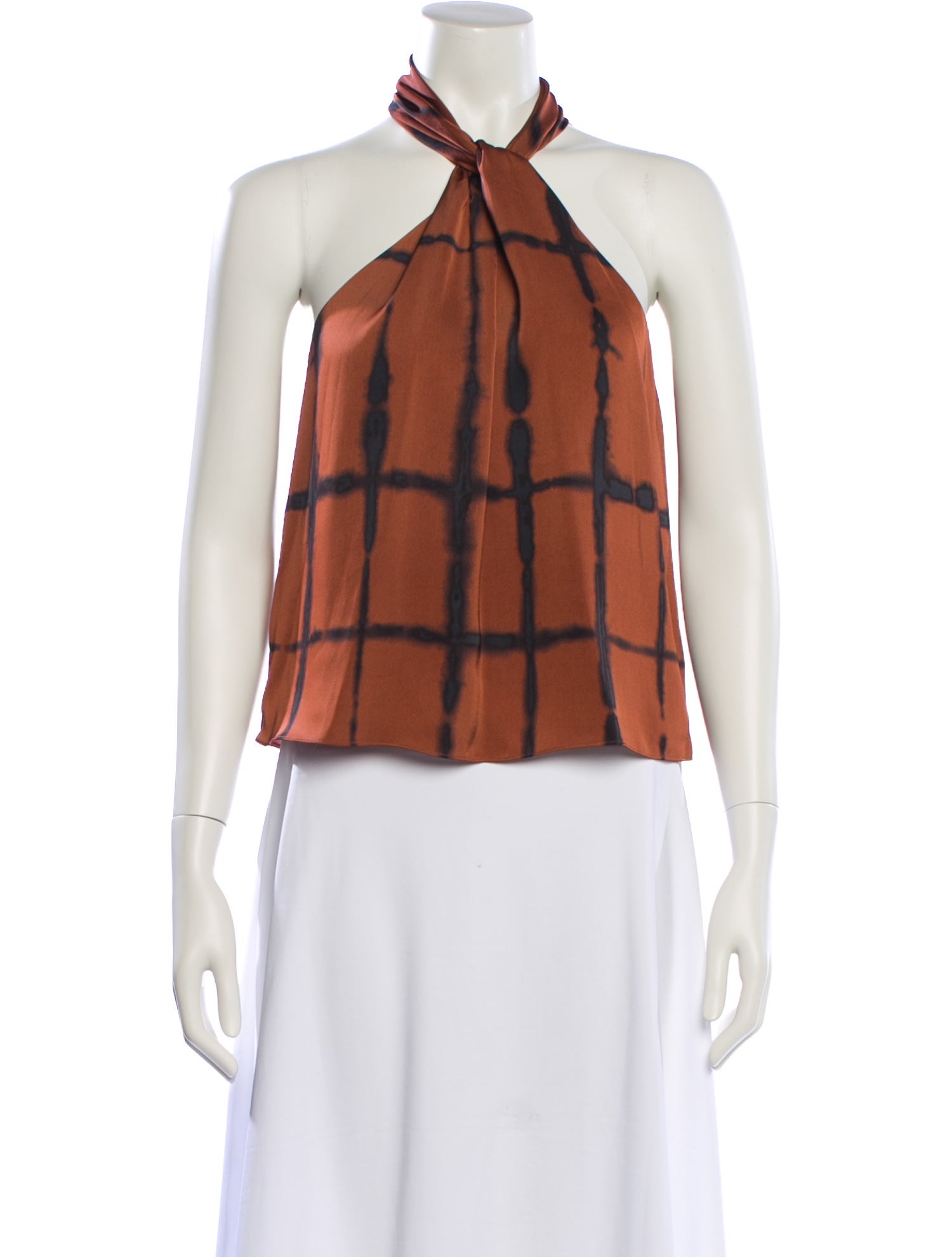 Jonathan Simkhai Plaid Print Halterneck Crop Top