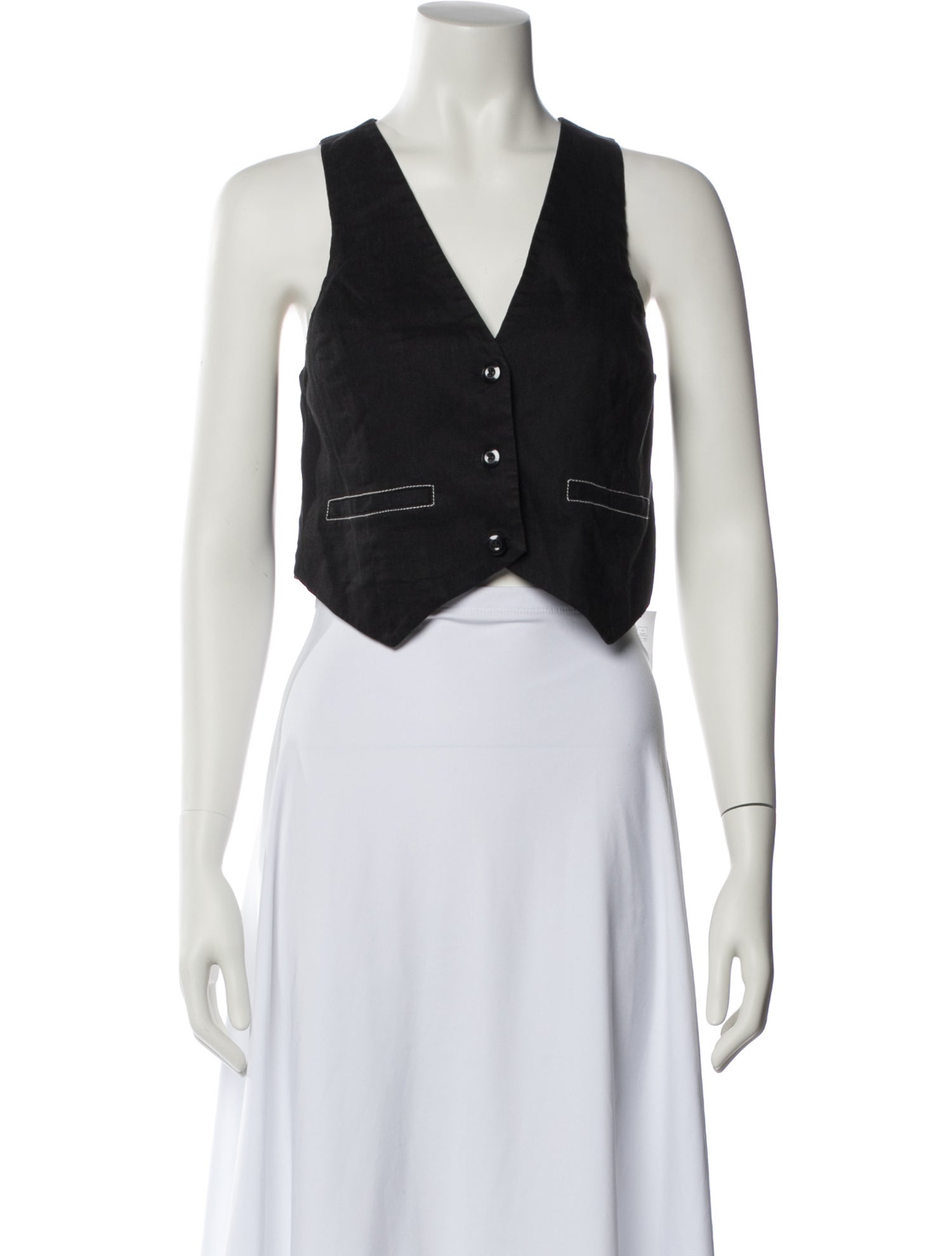 Jonathan Simkhai Linen V-Neck Crop Top