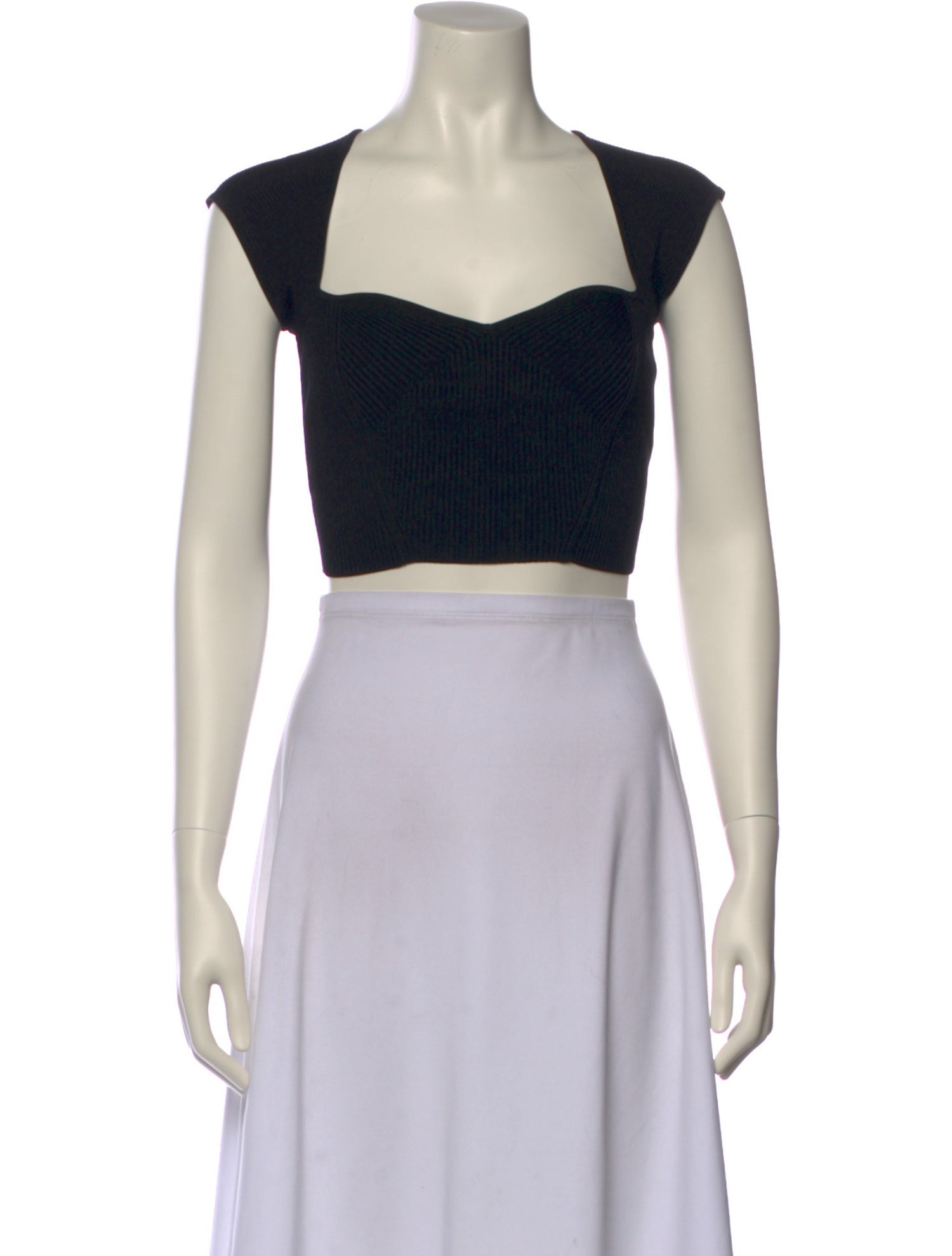 Jonathan Simkhai Square Neckline Short Sleeve Crop Top