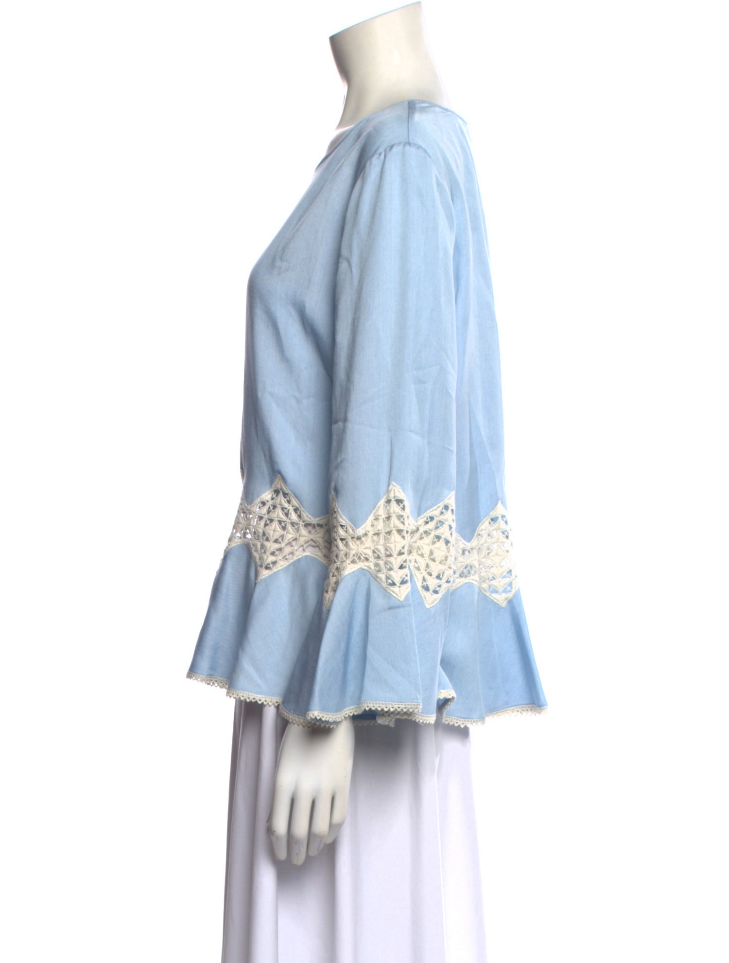 Jonathan Simkhai Bateau Neckline Three-Quarter Sleeve Blouse