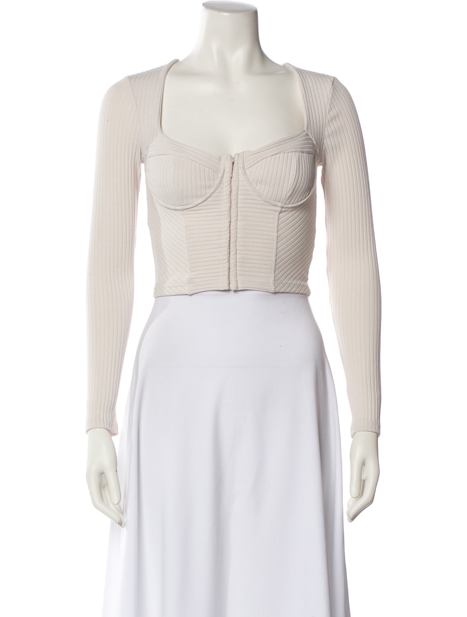 Jonathan Simkhai Square Neckline Long Sleeve Crop Top