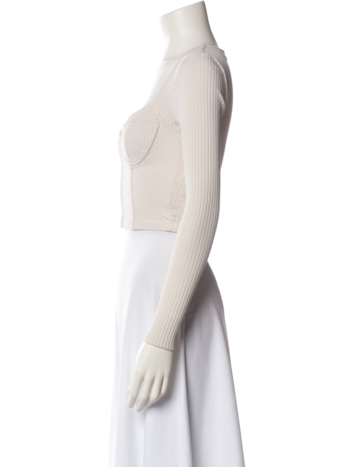 Jonathan Simkhai Square Neckline Long Sleeve Crop Top