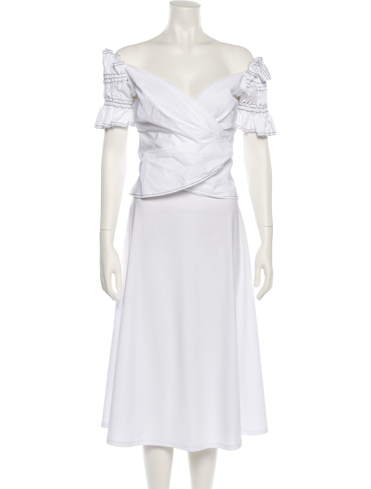 Jonathan Simkhai Off-The-Shoulder Short Sleeve Crop Top