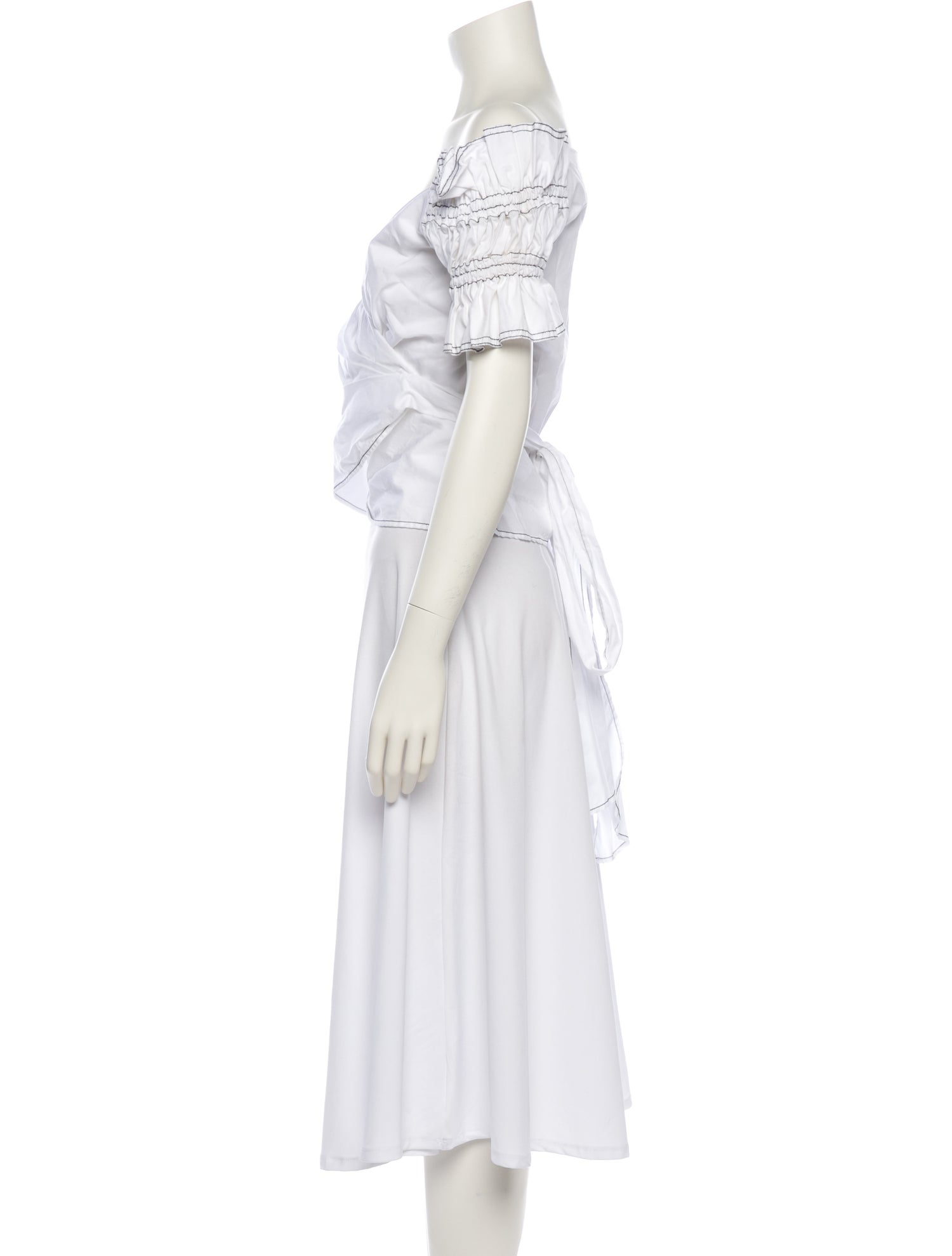 Jonathan Simkhai Off-The-Shoulder Short Sleeve Crop Top