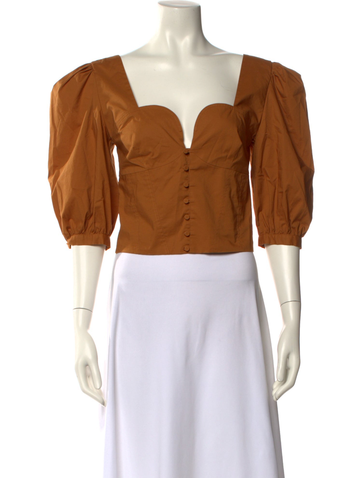 Jonathan Simkhai Square Neckline Three-Quarter Sleeve Crop Top