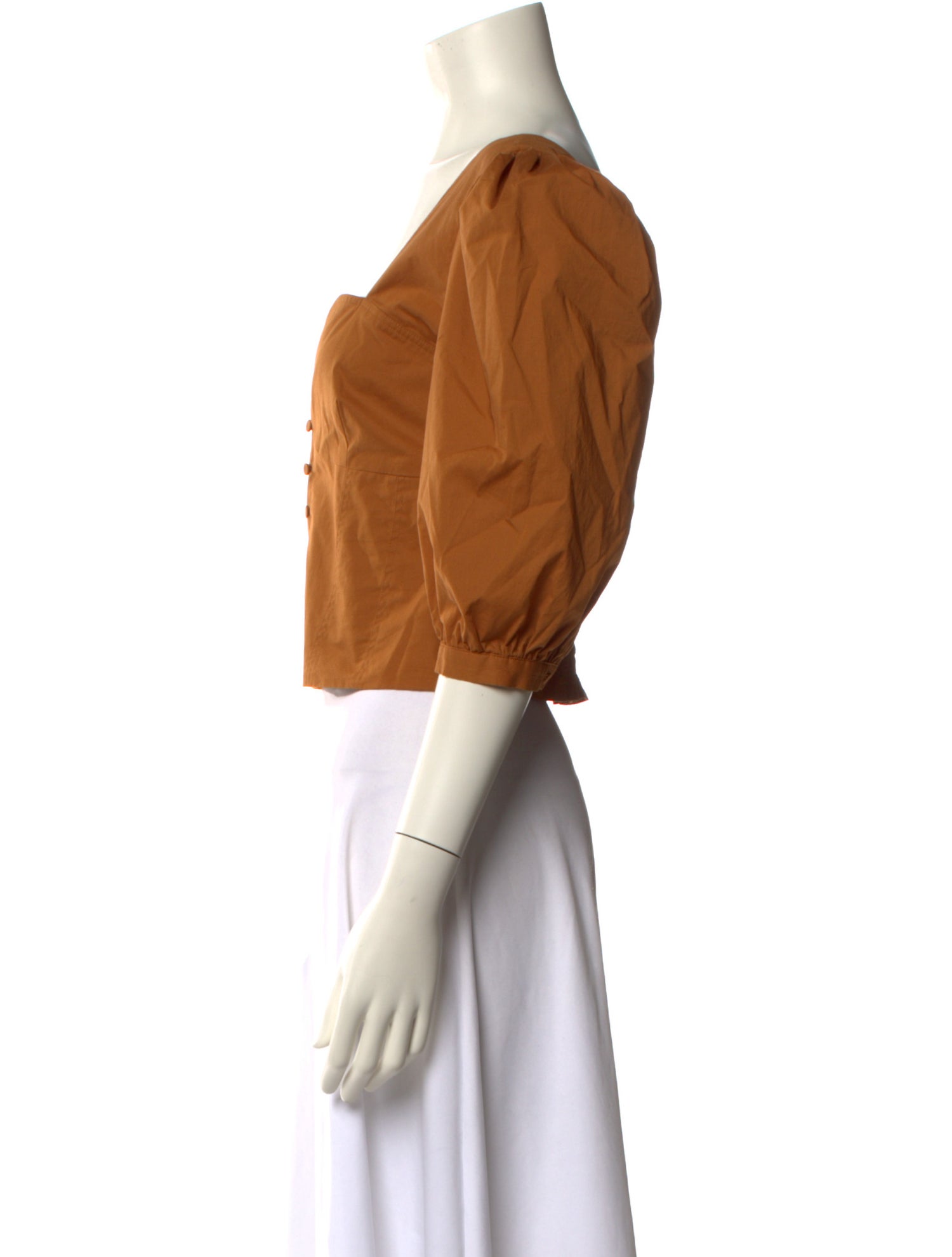 Jonathan Simkhai Square Neckline Three-Quarter Sleeve Crop Top