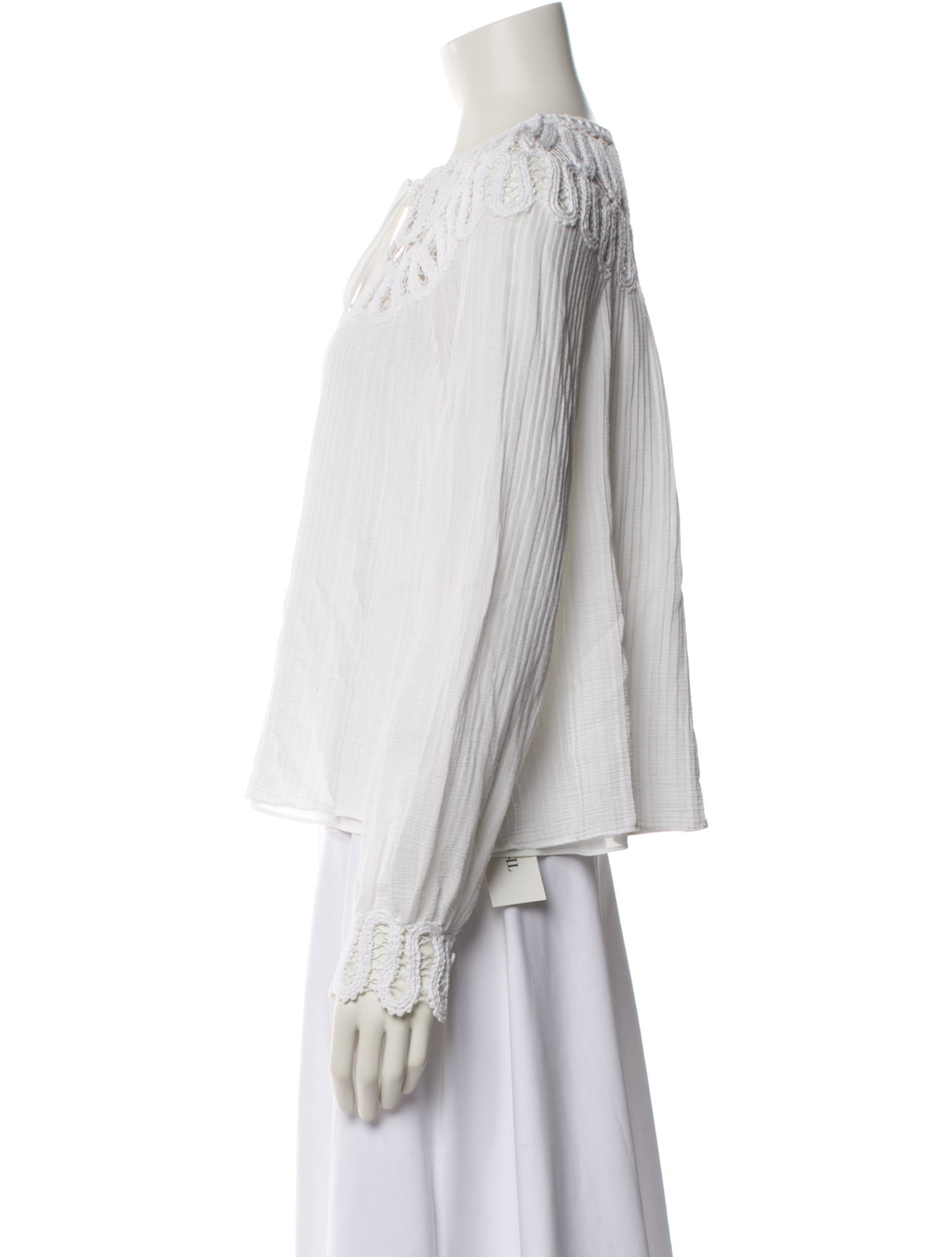 Jonathan Simkhai Crew Neck Long Sleeve Blouse