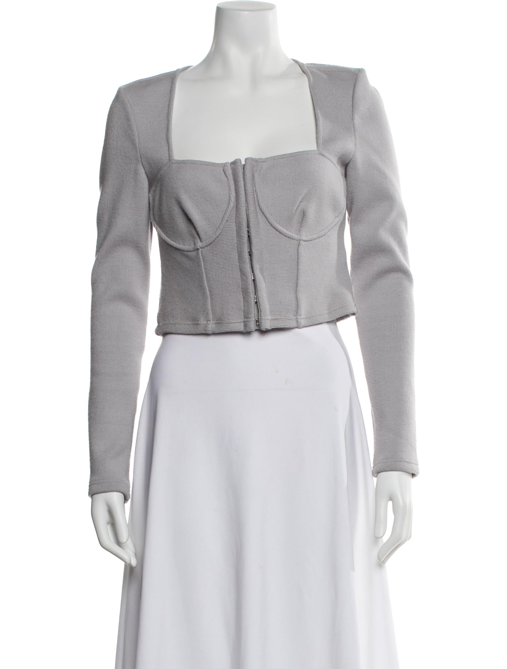 Jonathan Simkhai Square Neckline Long Sleeve Crop Top