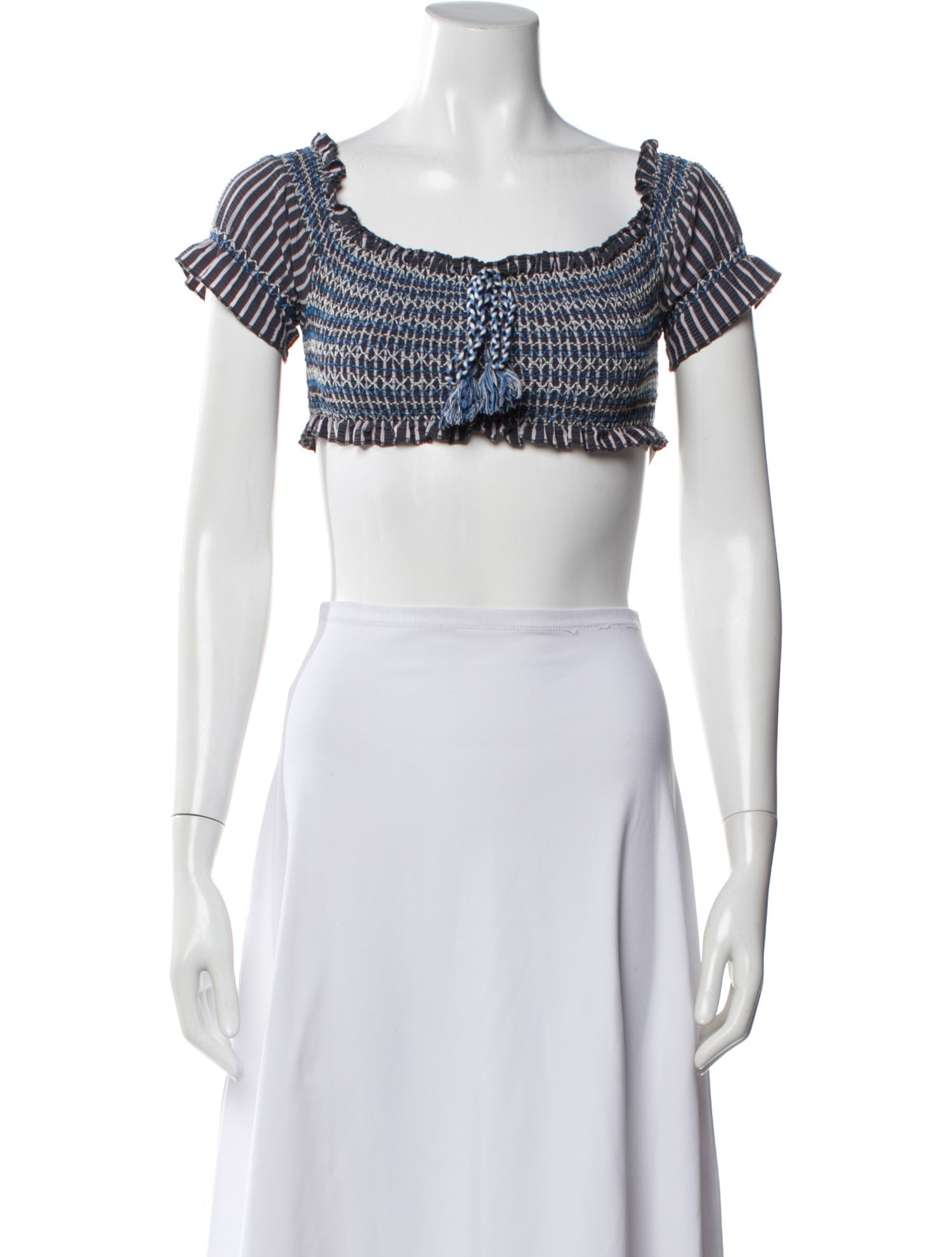Jonathan Simkhai Striped Square Neckline Crop Top