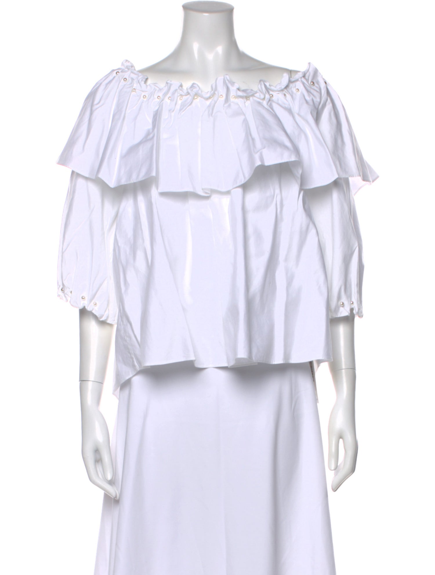 Jonathan Simkhai Off-The-Shoulder Three-Quarter Sleeve Blouse