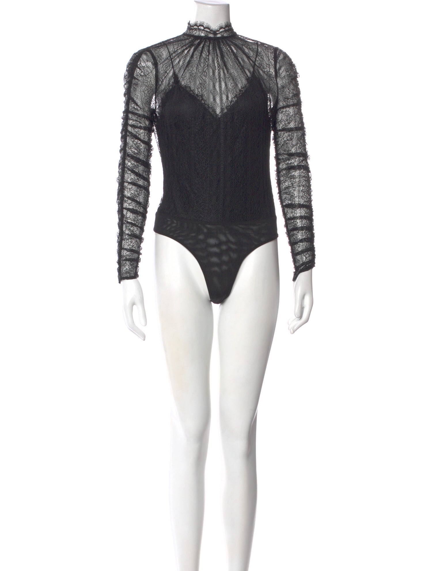 Jonathan Simkhai Lace Pattern Mock Neck Bodysuit