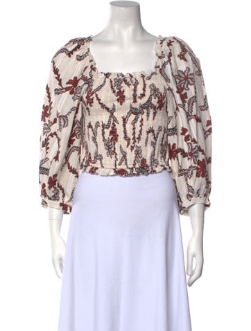 Joie Tops Floral Print Square Neckline Crop Top M