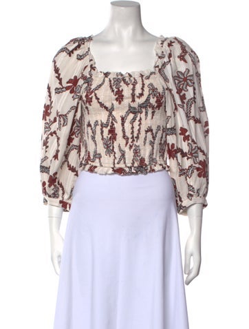 Joie Tops Floral Print Square Neckline Crop Top S