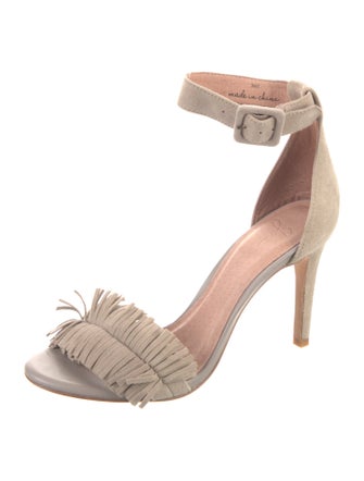 Joie Suede Fringe Trim Accent Sandals