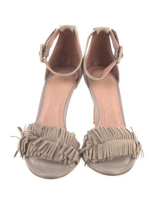Joie Suede Fringe Trim Accent Sandals