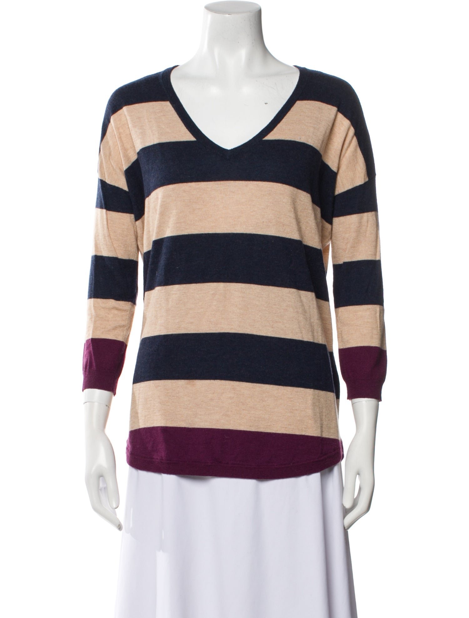 Joie Striped V-Neck Sweater