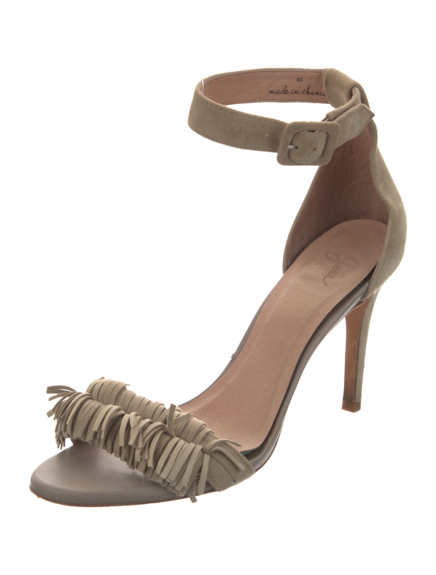 Joie Suede Fringe Trim Accent Sandals