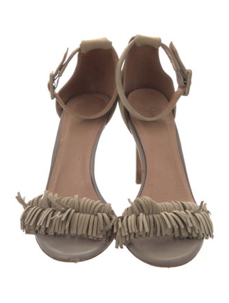 Joie Suede Fringe Trim Accent Sandals