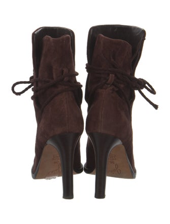 Joie Suede Tassel Accents Lace-Up Boots