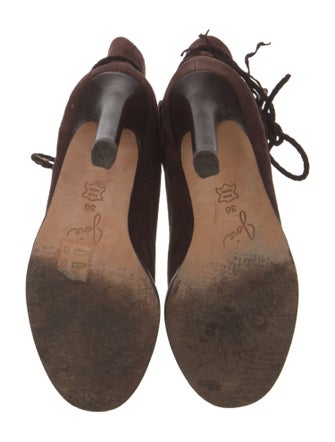 Joie Suede Tassel Accents Lace-Up Boots