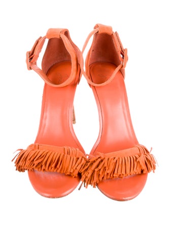 Joie Suede Fringe Trim Accent Sandals