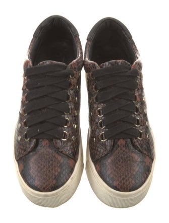 Joie Leather Animal Print Sneakers