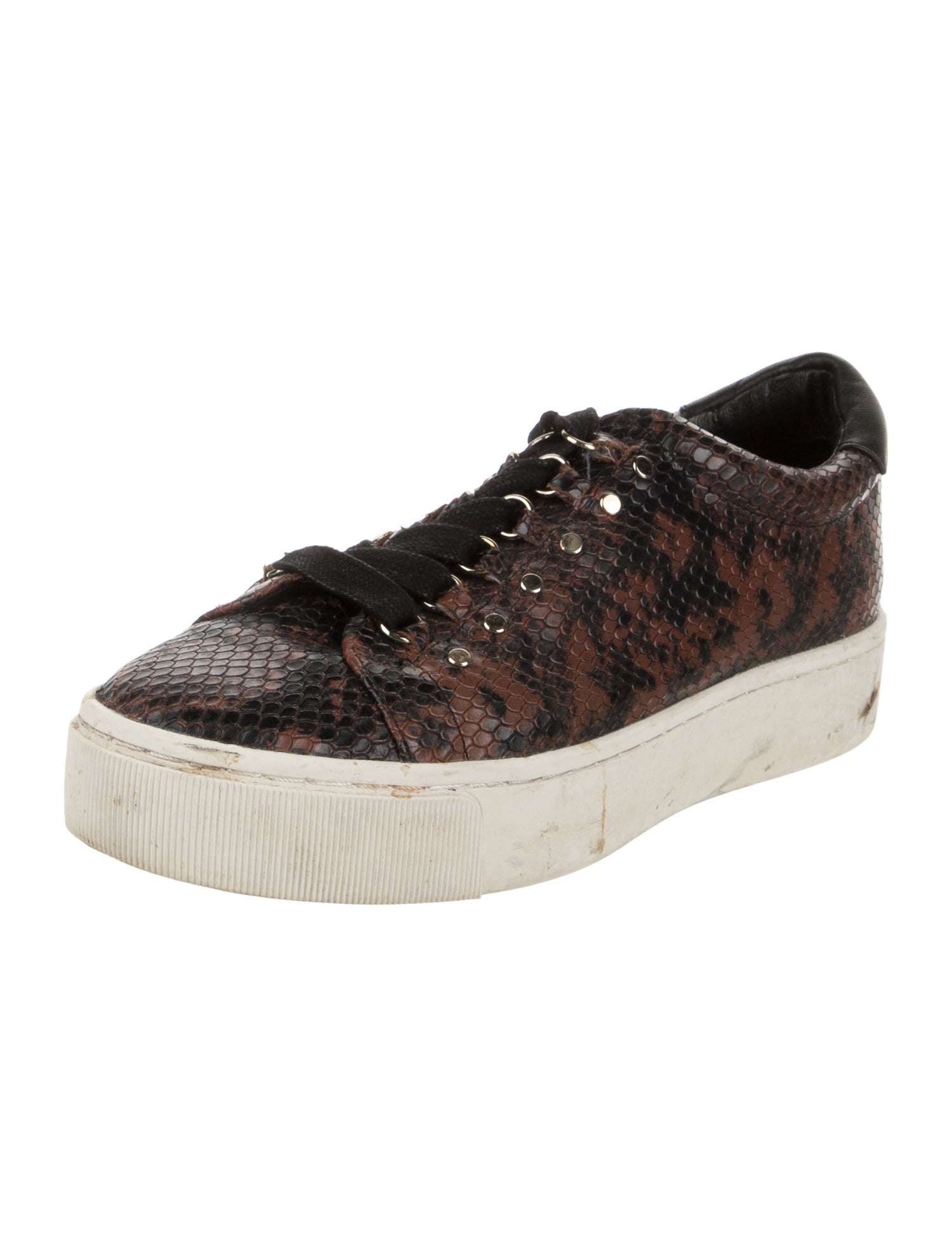 Joie Embossed Leather Animal Print Sneakers