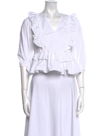 Joie V-Neck Three-Quarter Sleeve Crop Top