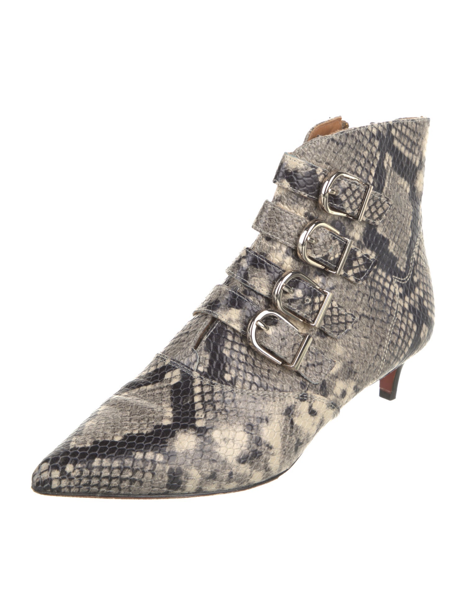 Joie Leather Animal Print Lace-Up Boots