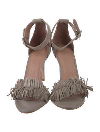 Joie Suede Fringe Trim Accent Sandals