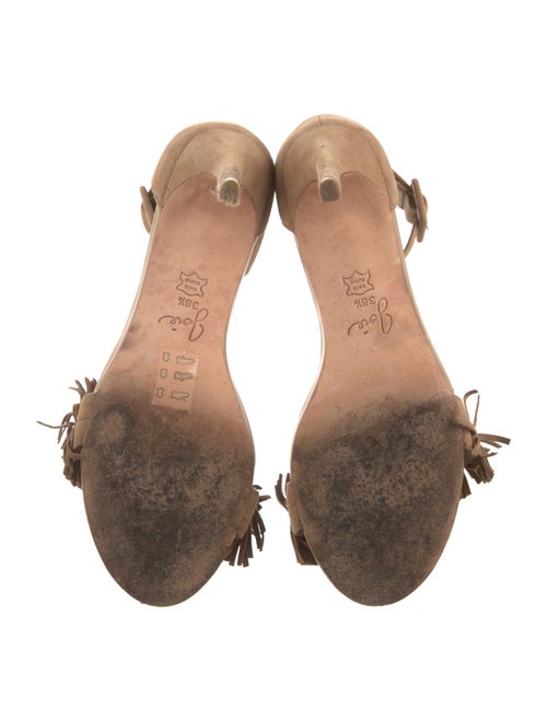 Joie Suede Fringe Trim Accent Sandals