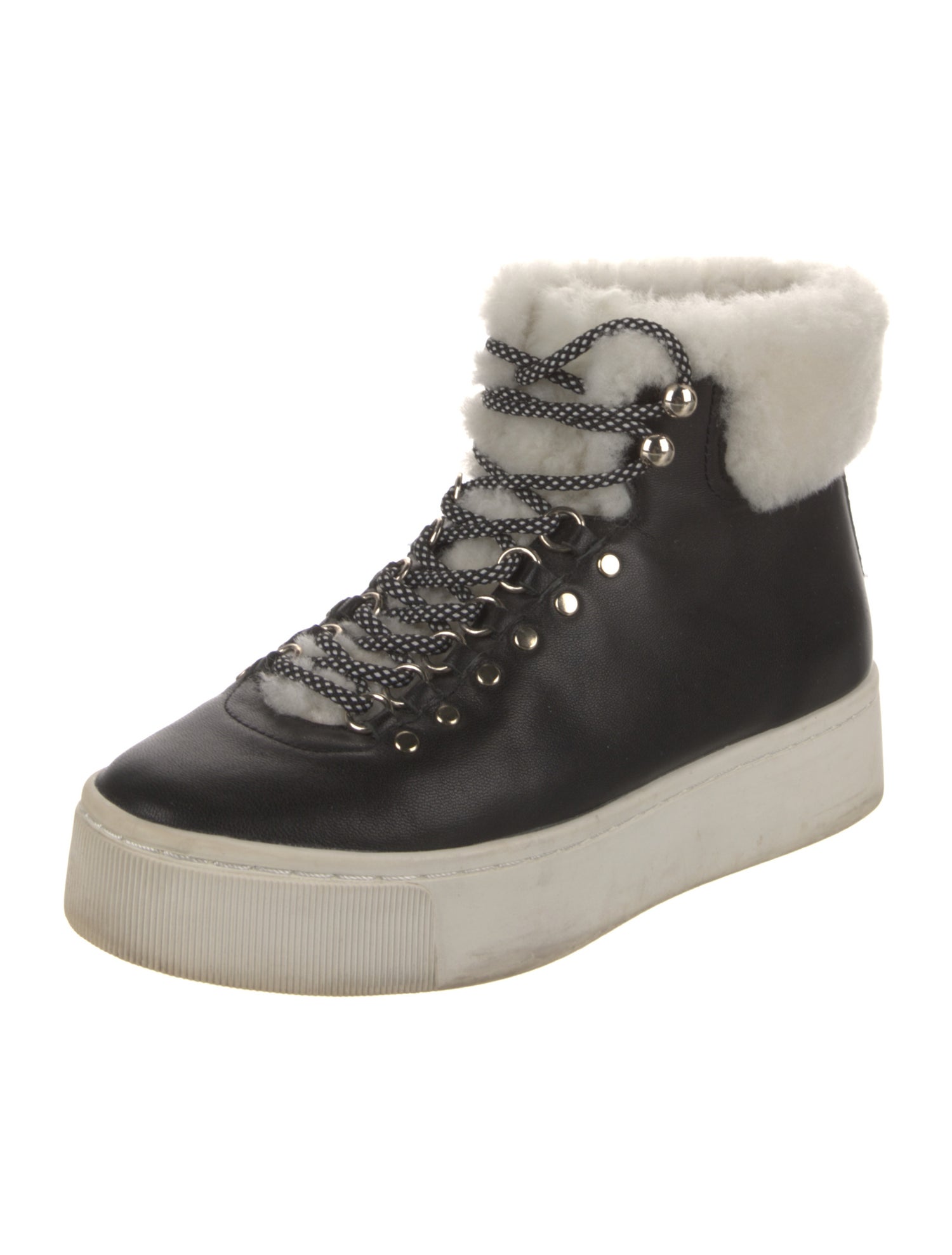 Joie Leather Faux Fur Trim Sneakers