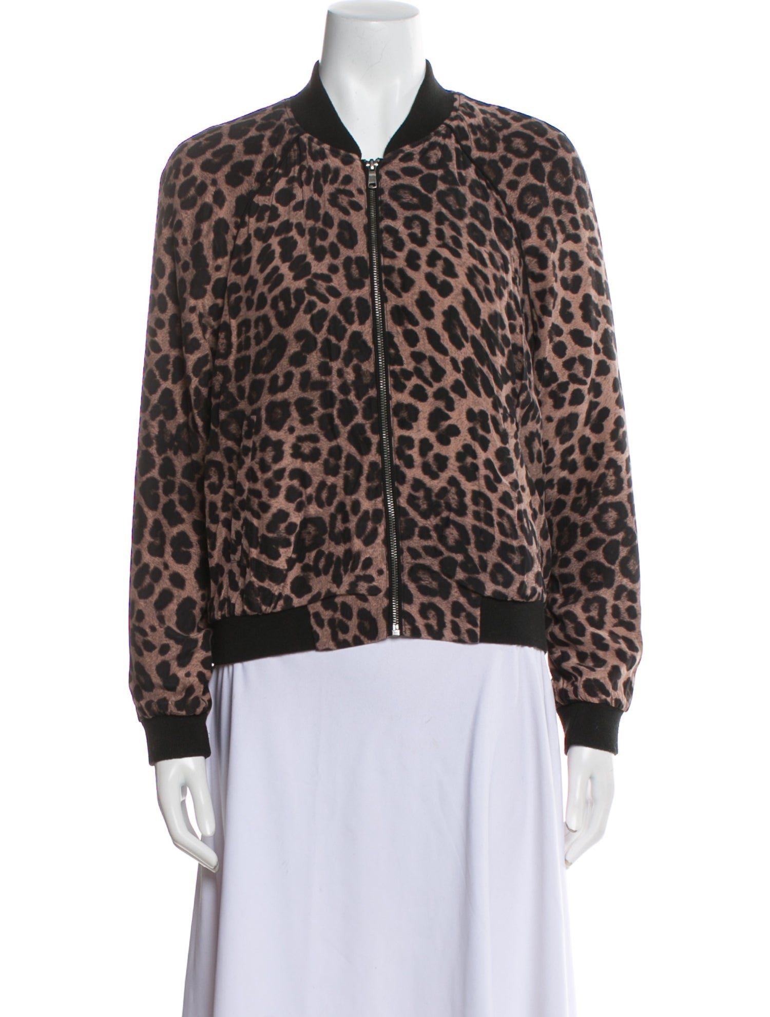 Joie Silk Animal Print Bomber Jacket