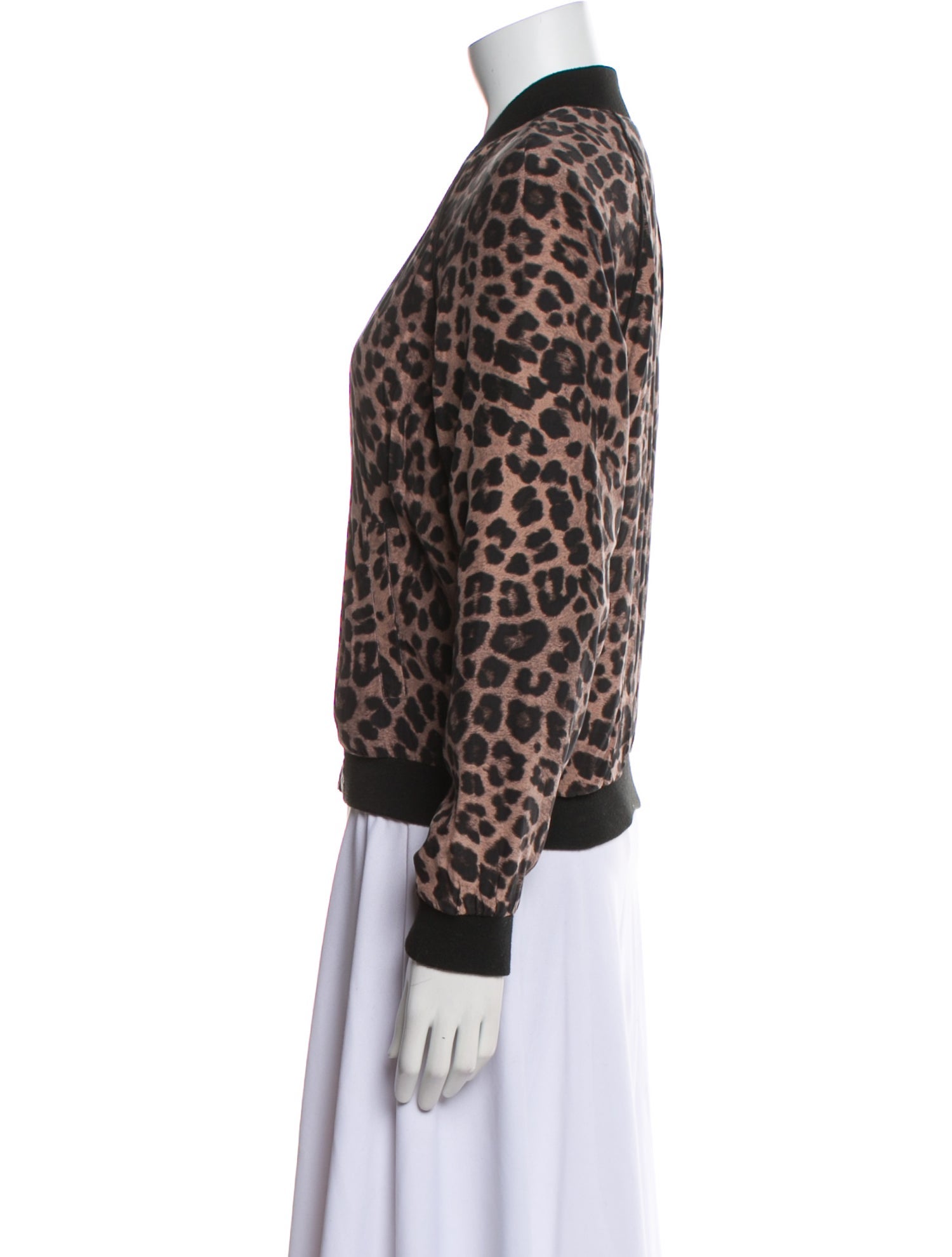 Joie Silk Animal Print Bomber Jacket