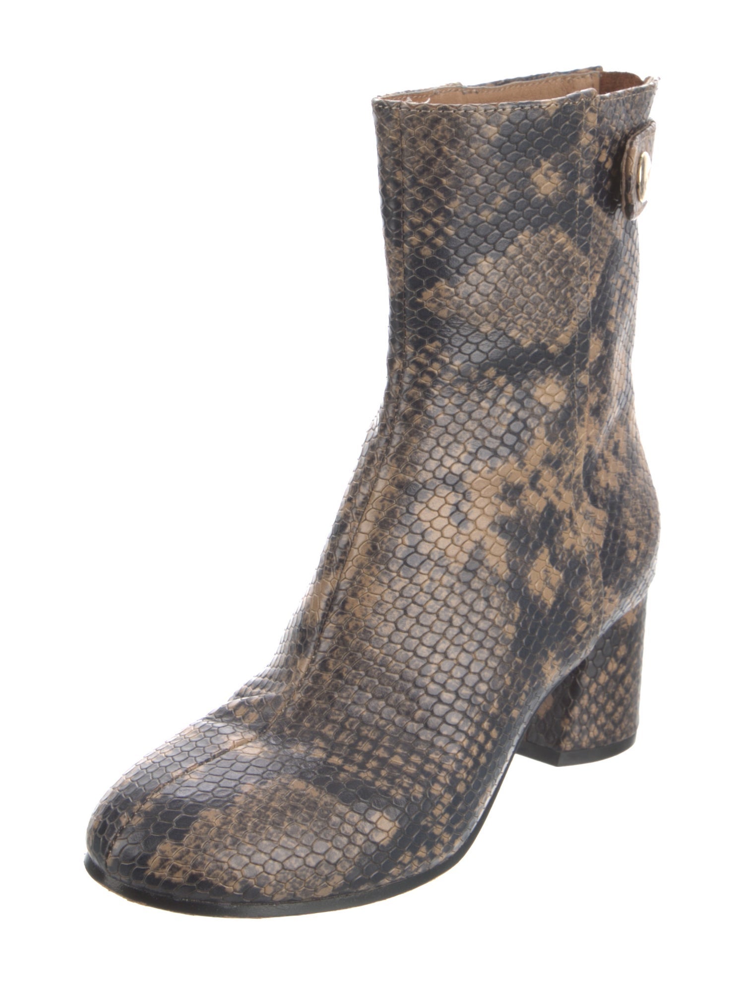 Joie Leather Animal Print Boots