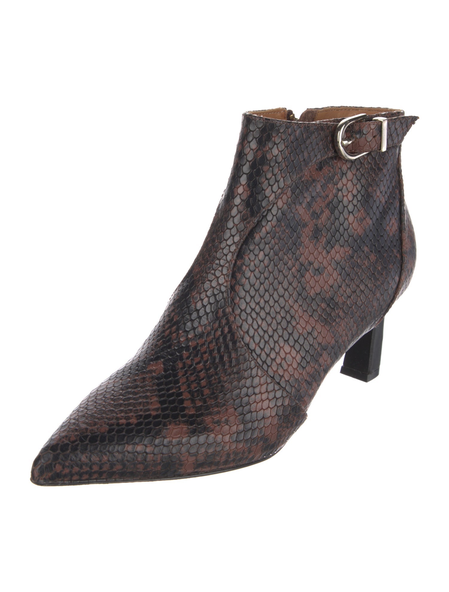 Joie Embossed Leather Animal Print Boots